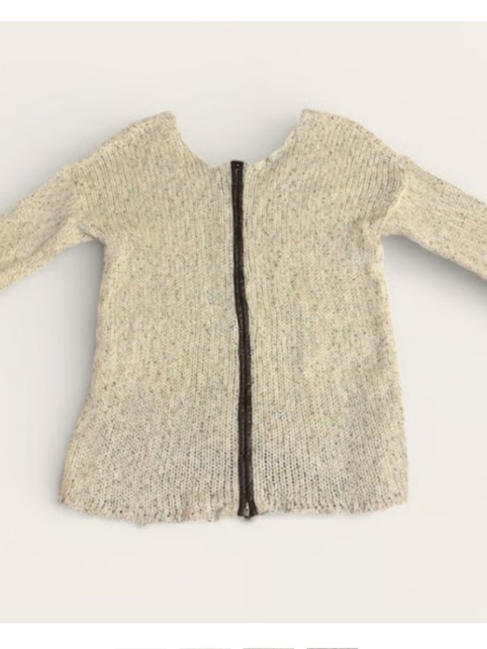 Vintage Havana Knitted V- neck Sweater with Zipper in the Back